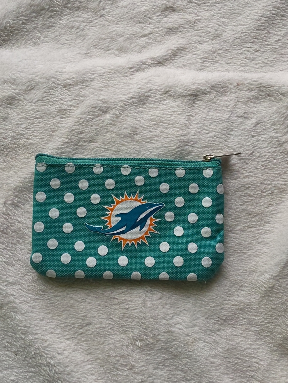 Miami Dolphins Polka Dot Zip Pouch